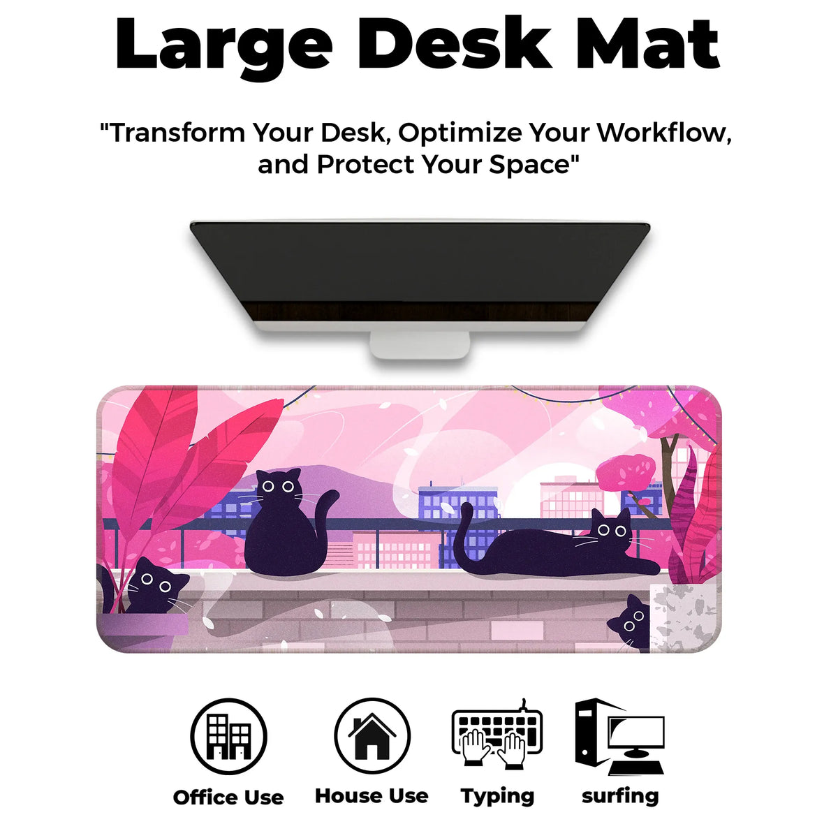 Playful Black Cats Deskmat