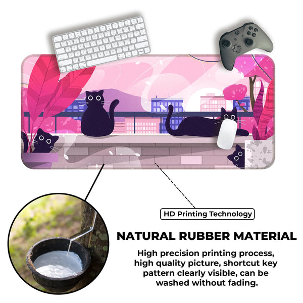 Playful Black Cats Deskmat