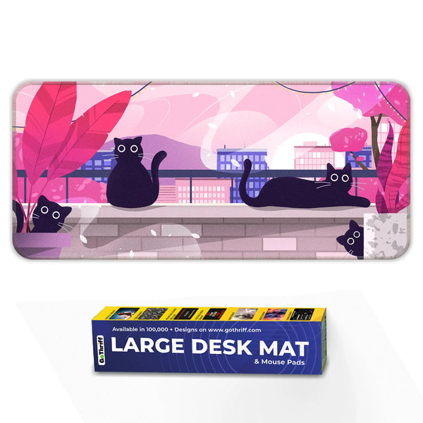 Playful Black Cats Deskmat