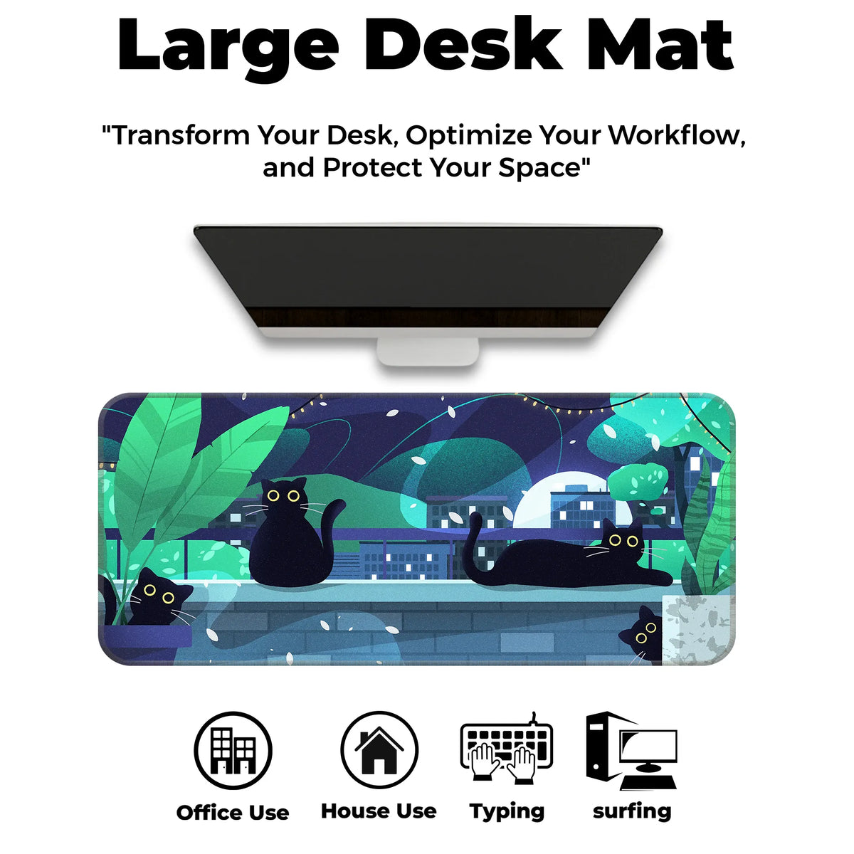 Playful Black Cats Deskmat