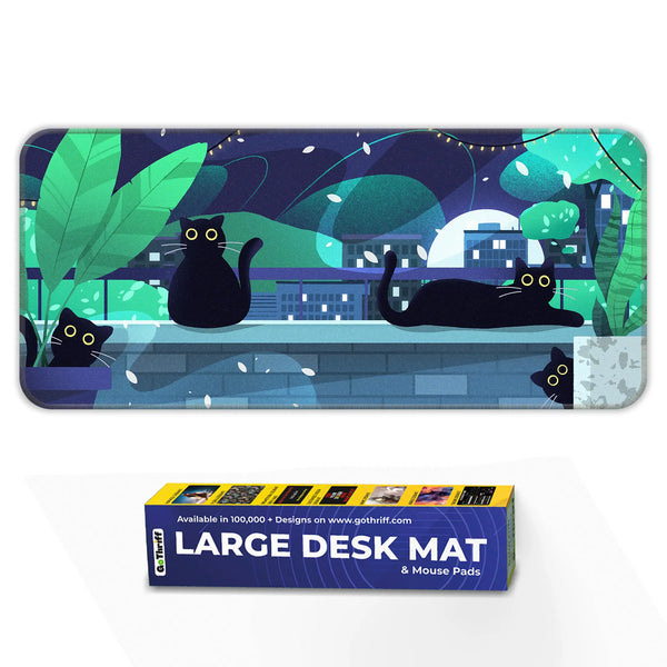 Playful Black Cats Deskmat