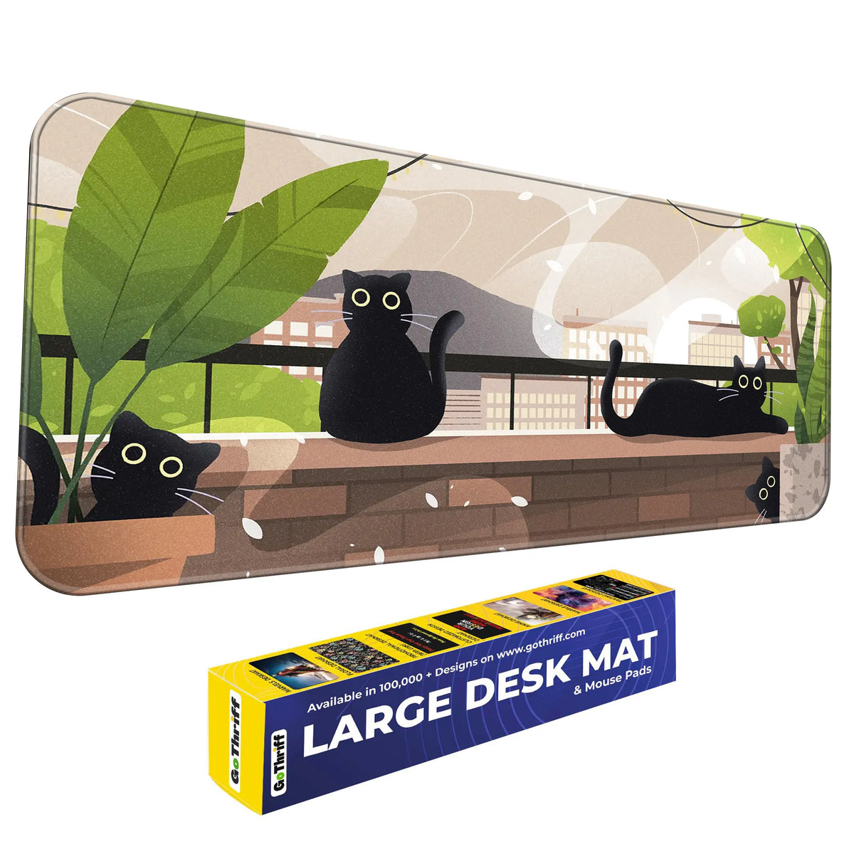 Playful Black Cats Deskmat