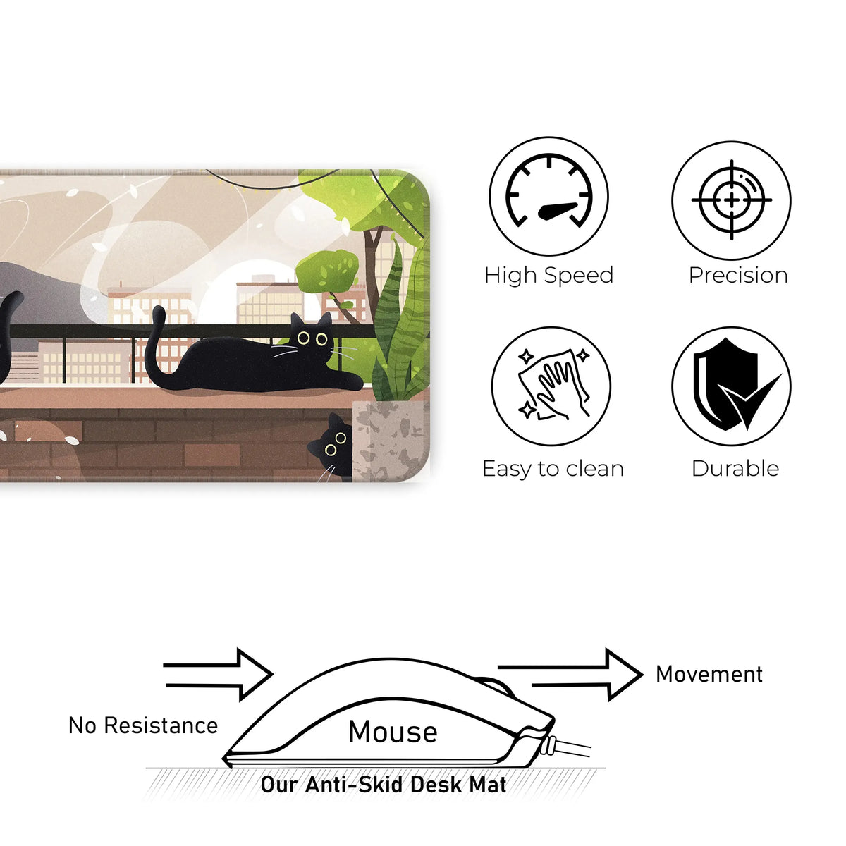 Playful Black Cats Deskmat