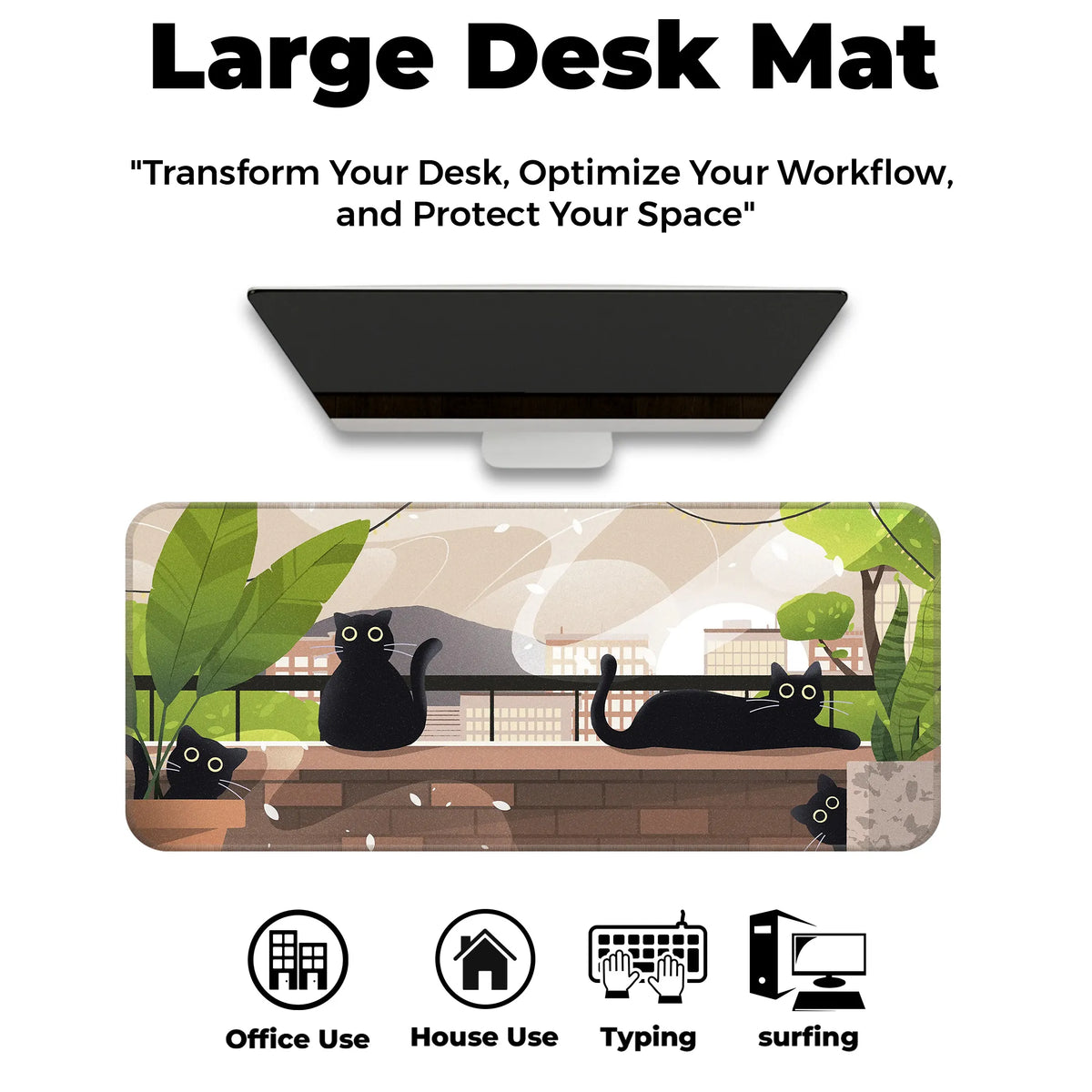Playful Black Cats Deskmat