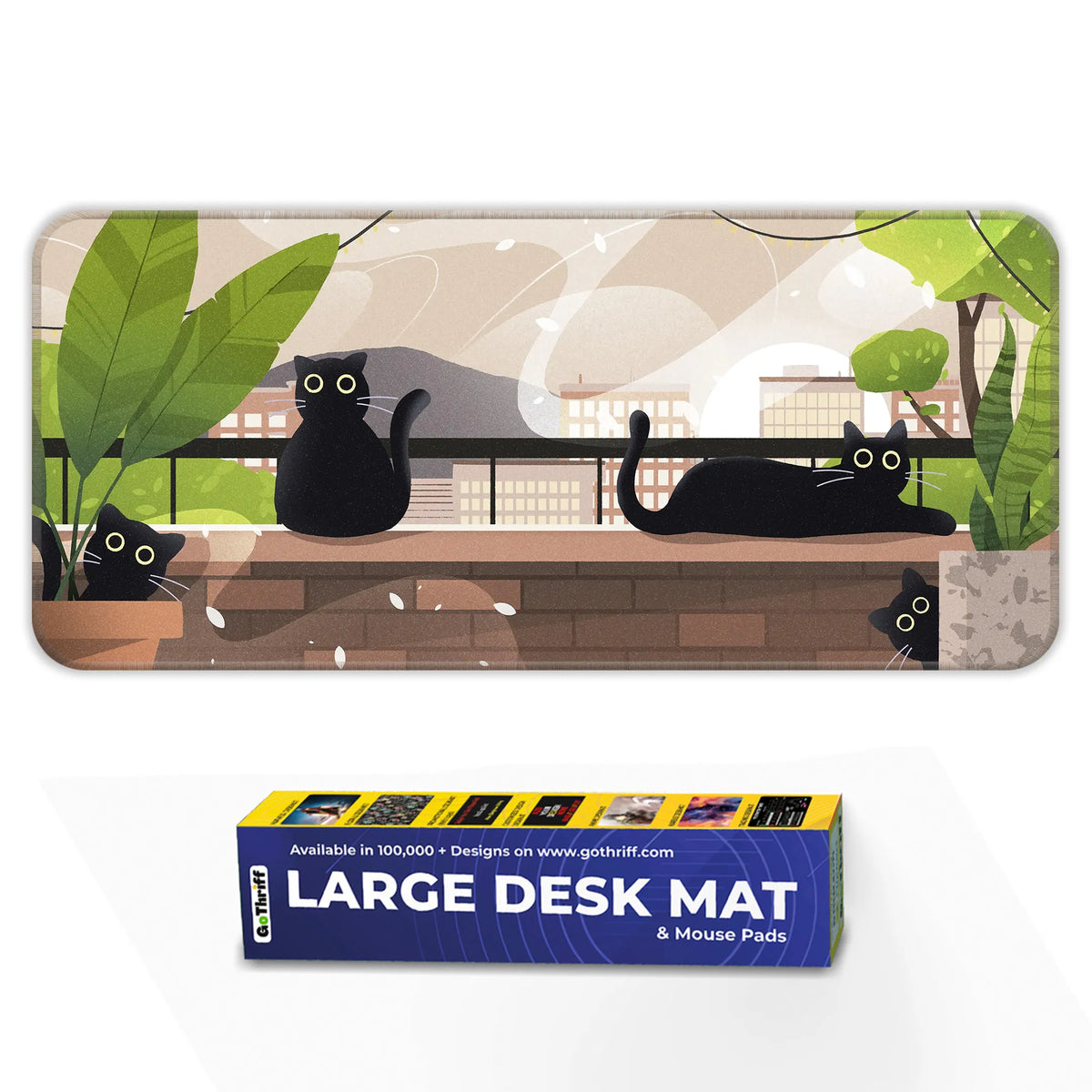 Playful Black Cats Deskmat