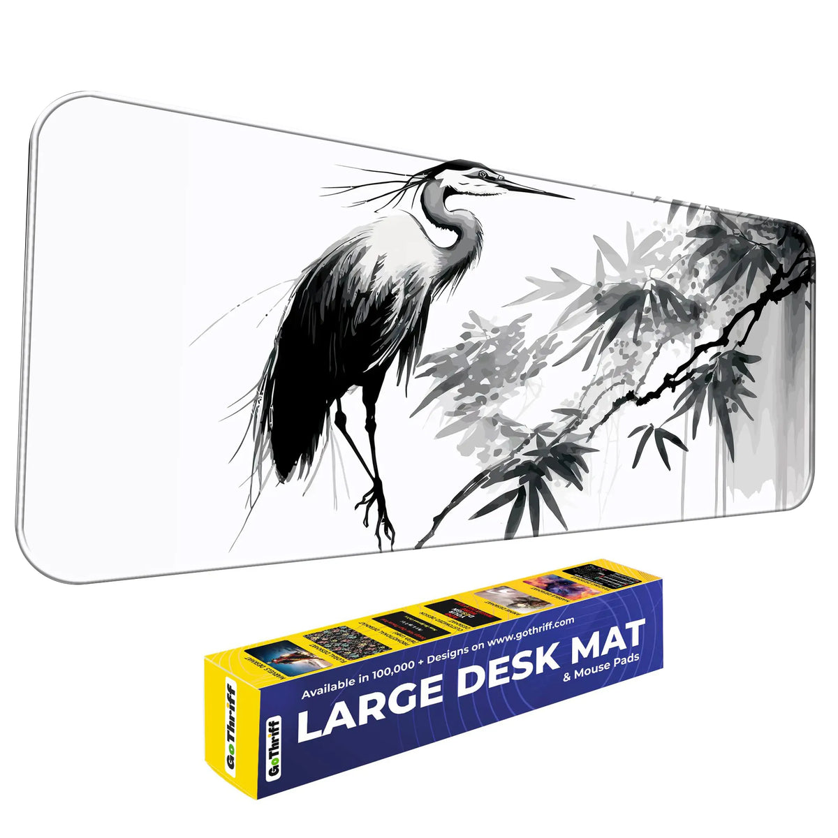 Zen Crane Ink Art Deskmat
