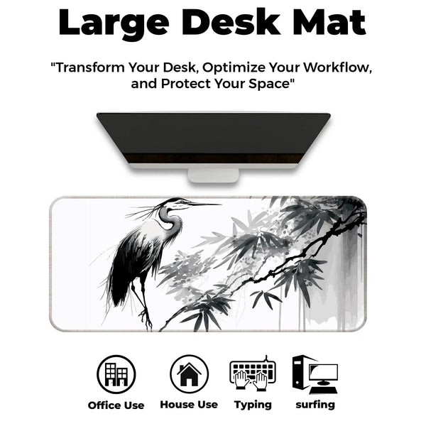 Zen Crane Ink Art Deskmat