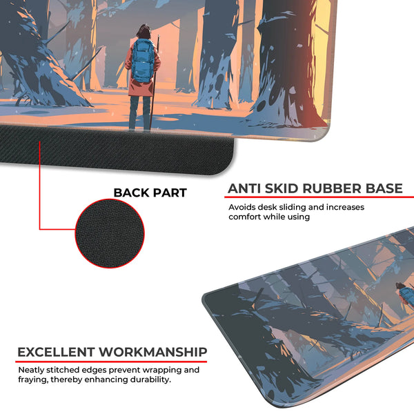 Wanderer in the Winter Woods Deskmat