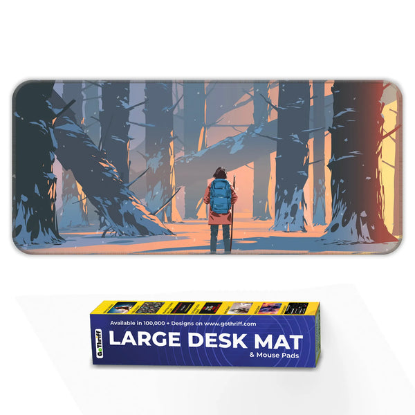 Wanderer in the Winter Woods Deskmat