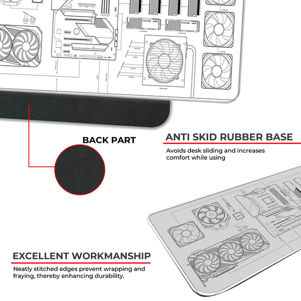 PC Build Blueprint Technical Gaming Setup Deskmat