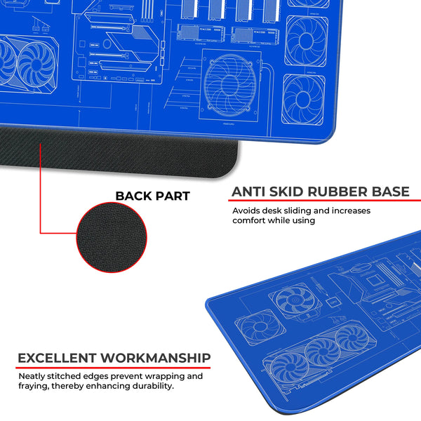 PC Build Blueprint Technical Gaming Setup Deskmat
