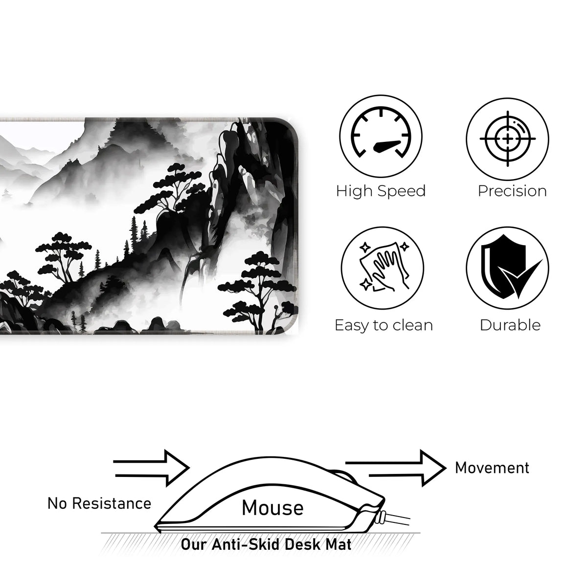 Ink Wash Mountain Deskmat