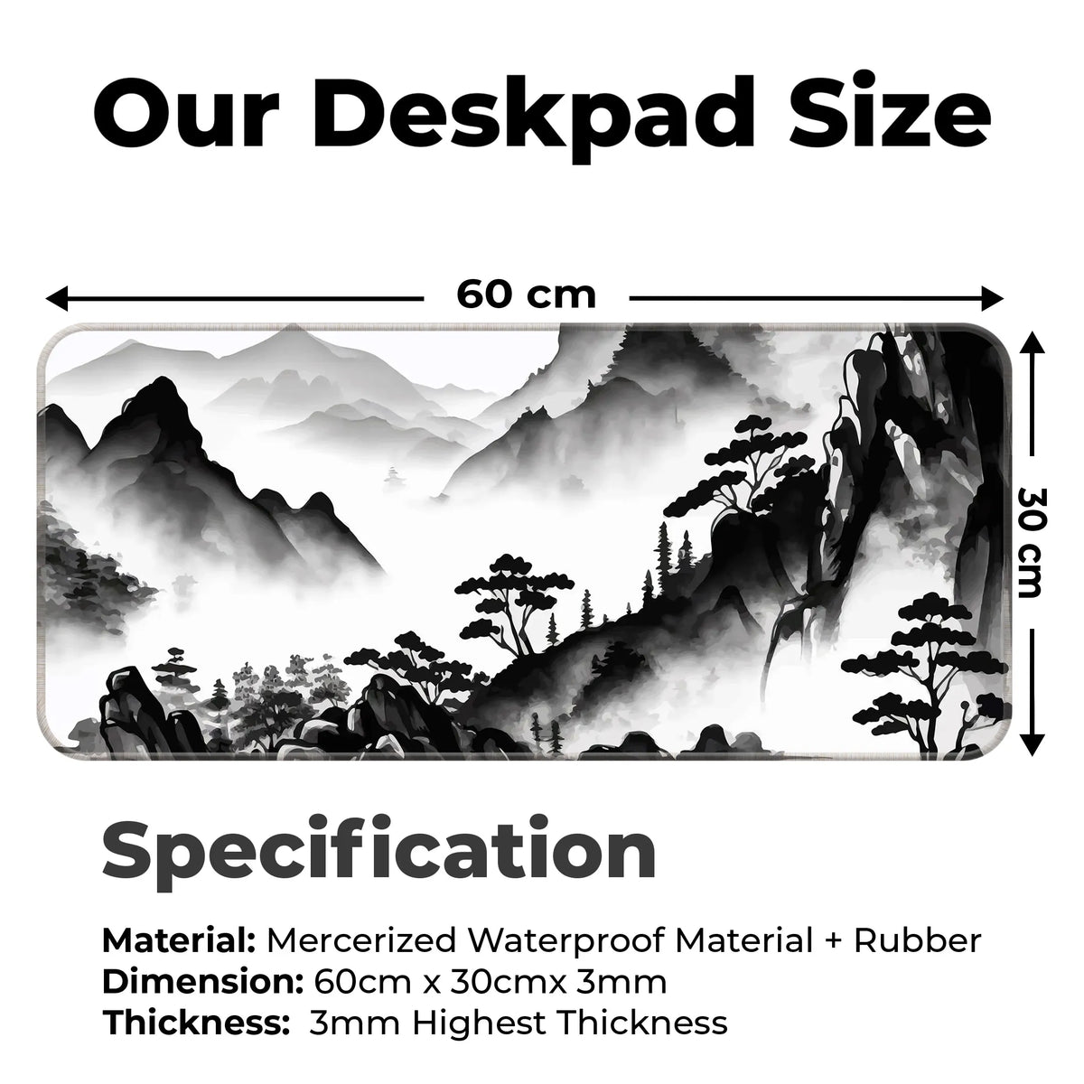 Ink Wash Mountain Deskmat