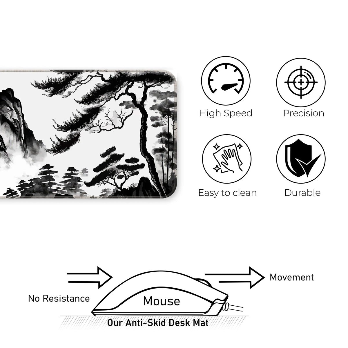 Ink Wash Mountain Deskmat