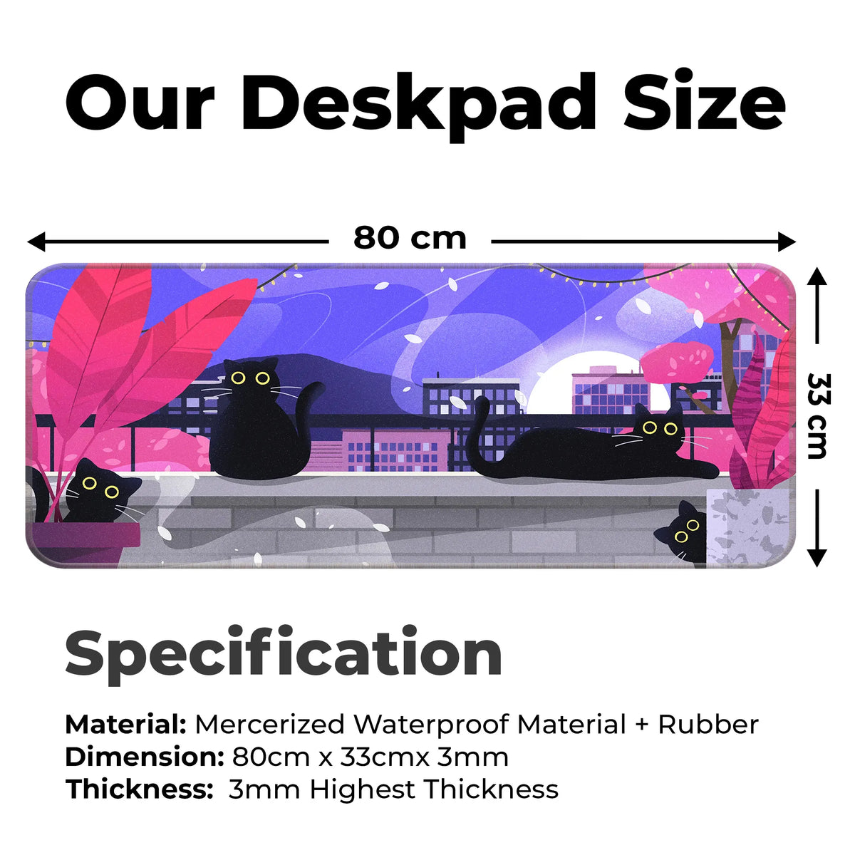 Black Cat Nightscape Deskmat