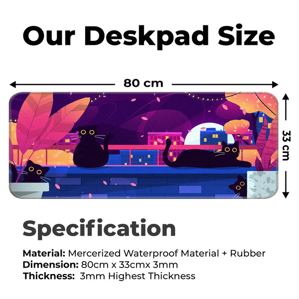 Black Cat Nightscape Deskmat