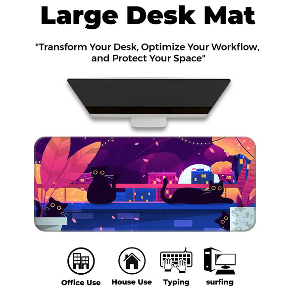 Black Cat Nightscape Deskmat