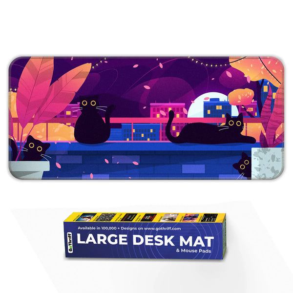 Black Cat Nightscape Deskmat