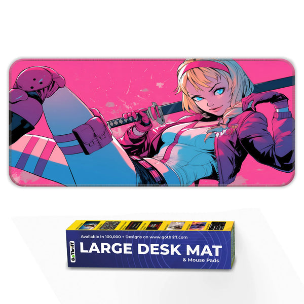 Gwenpool Sword Ready Pink Action Deskmat