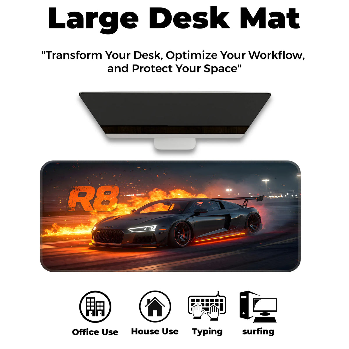 Audi R8 Flames Night Racing Deskmat