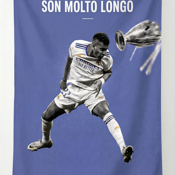 Real Madrid Victory Quote Wall Tapestry | Premium Polyester Football Wall Hanging | Sports Room Decor