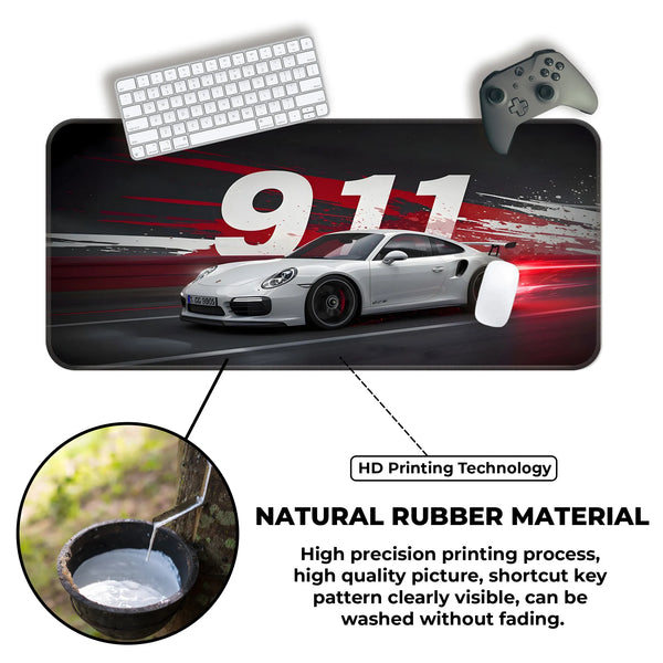 Porsche 911 Carrera White Racing Deskmat