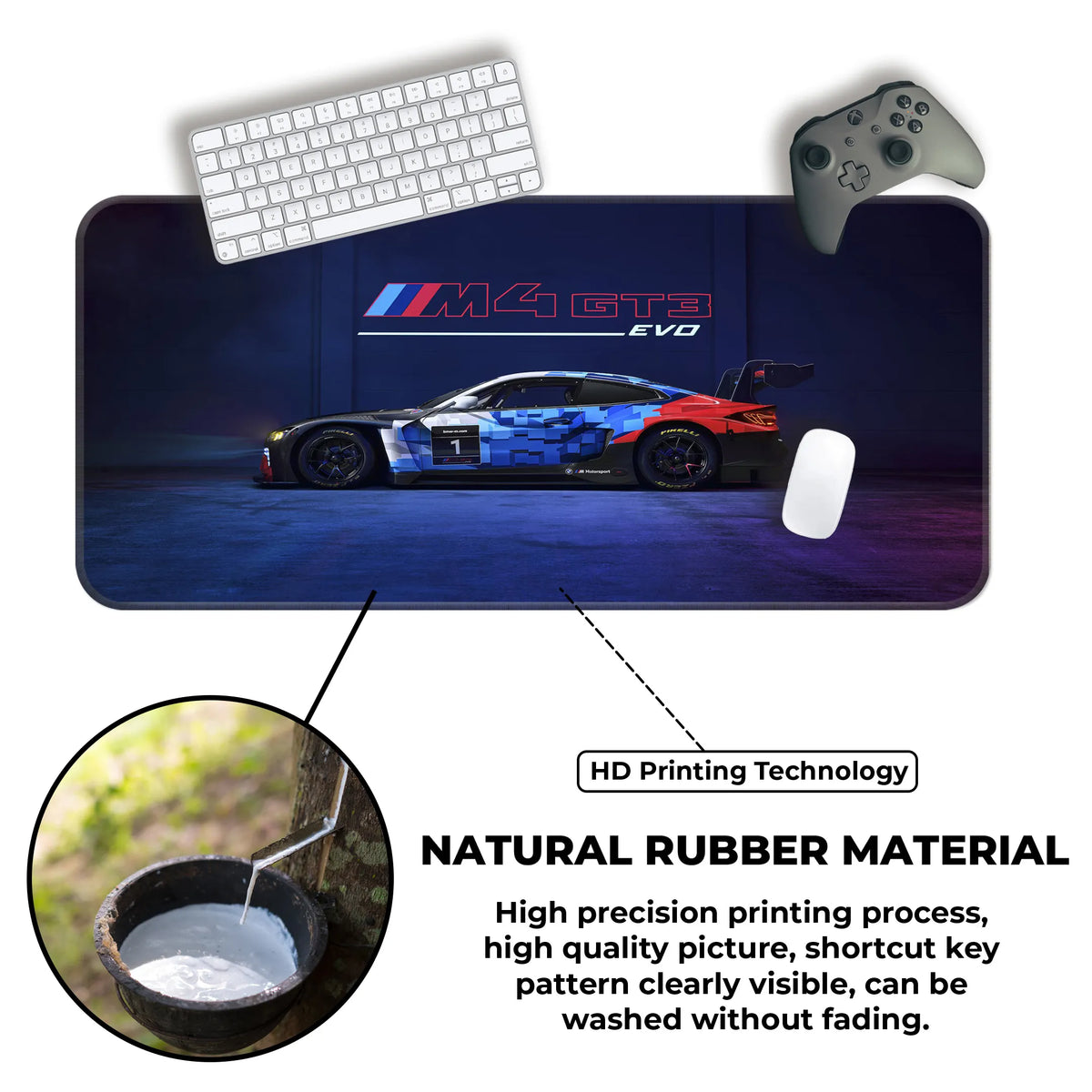 BMW M4 GT3 EVO Racing Side View Deskmat