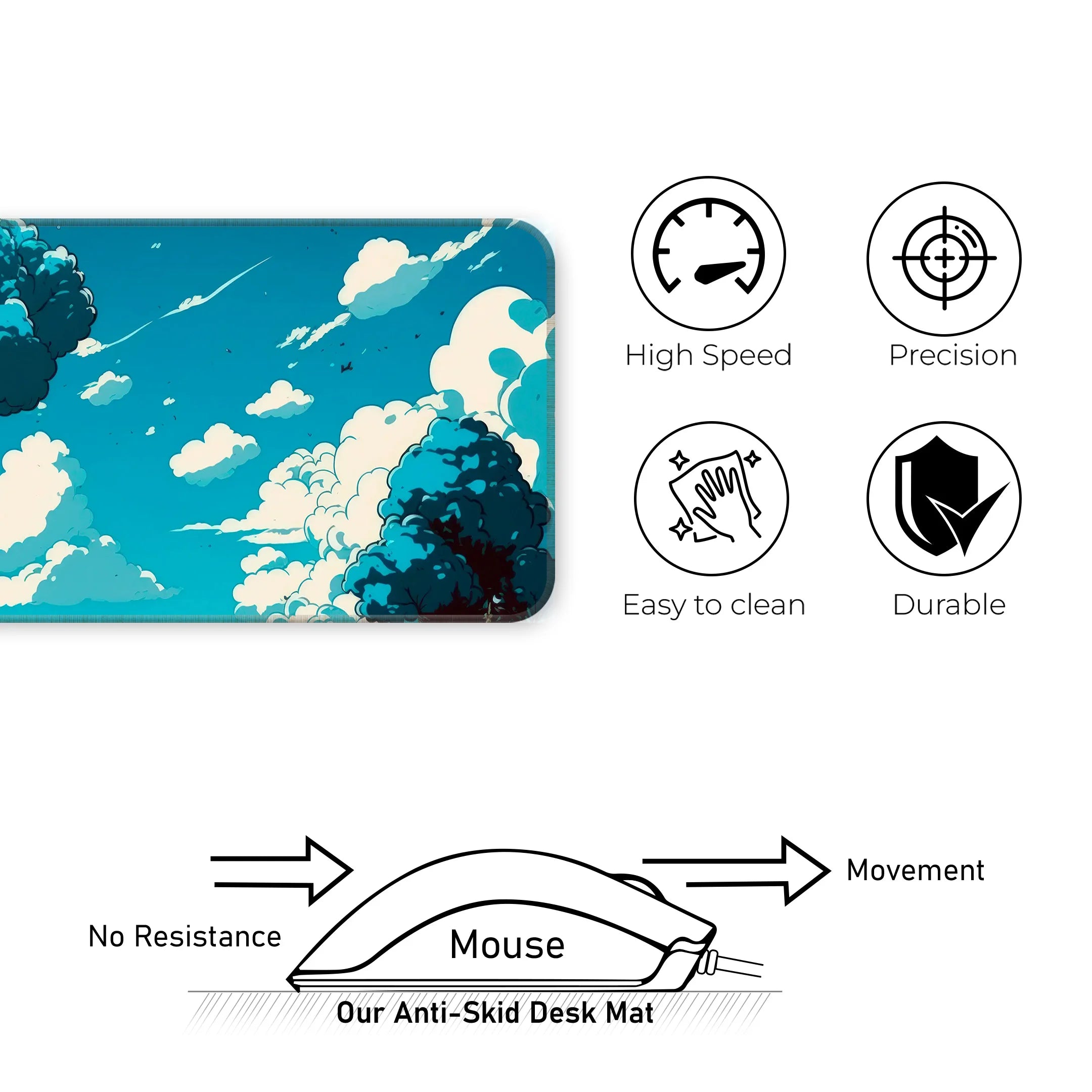 Cloud and trees Deskmat