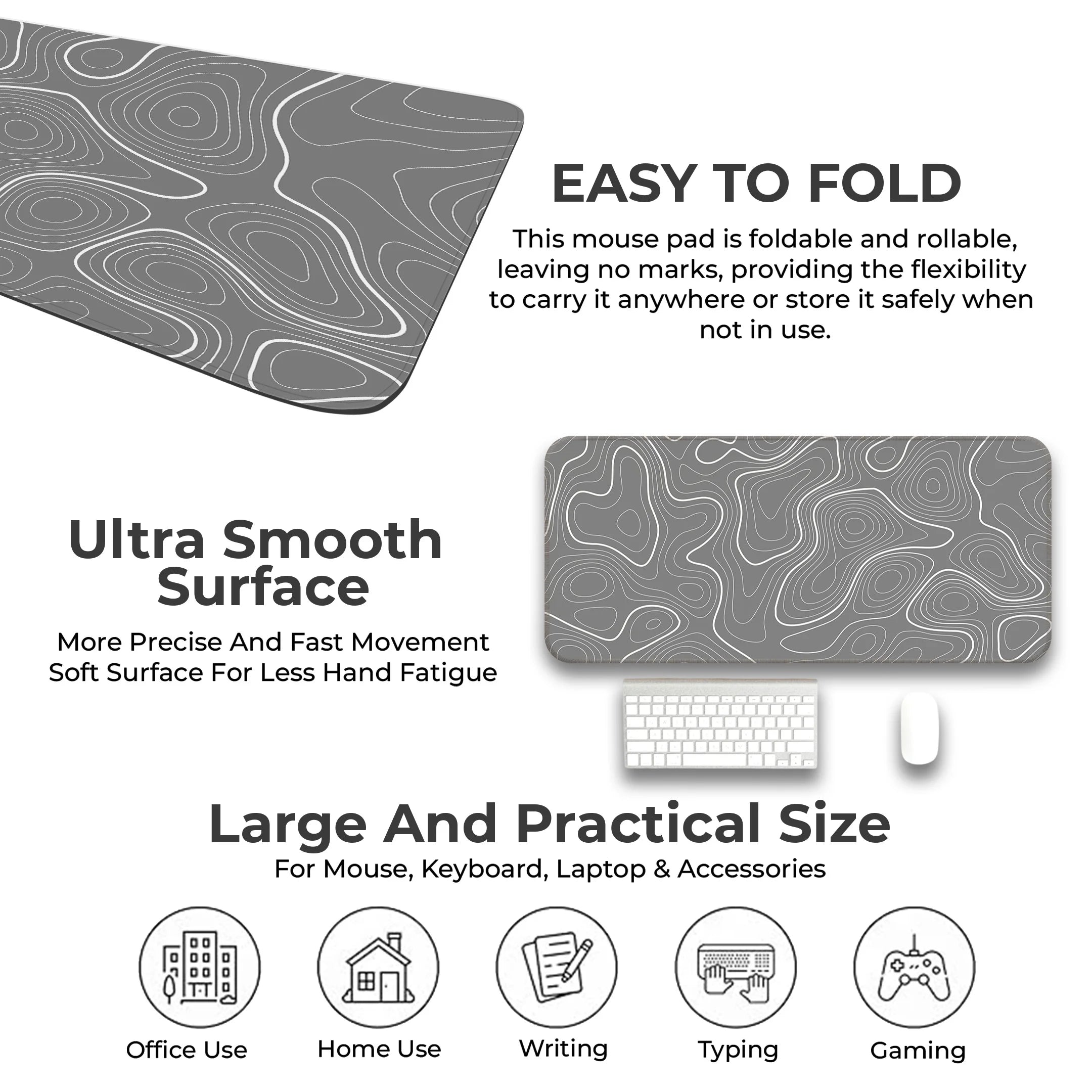 Minimalist Topographic Pattern Deskmat