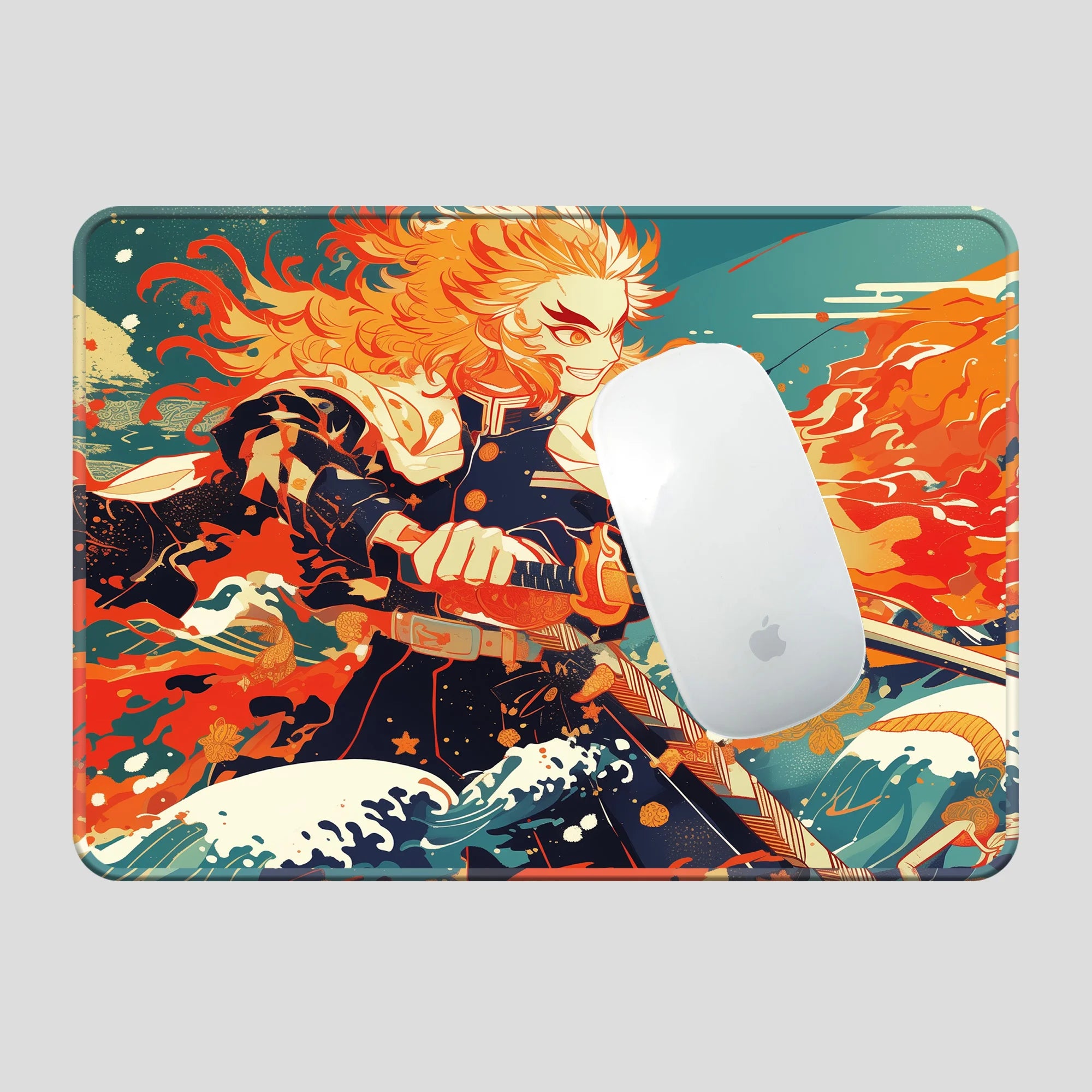 Rengoku Flame Breathing Samurai – Fiery Anime Gaming Mousepad