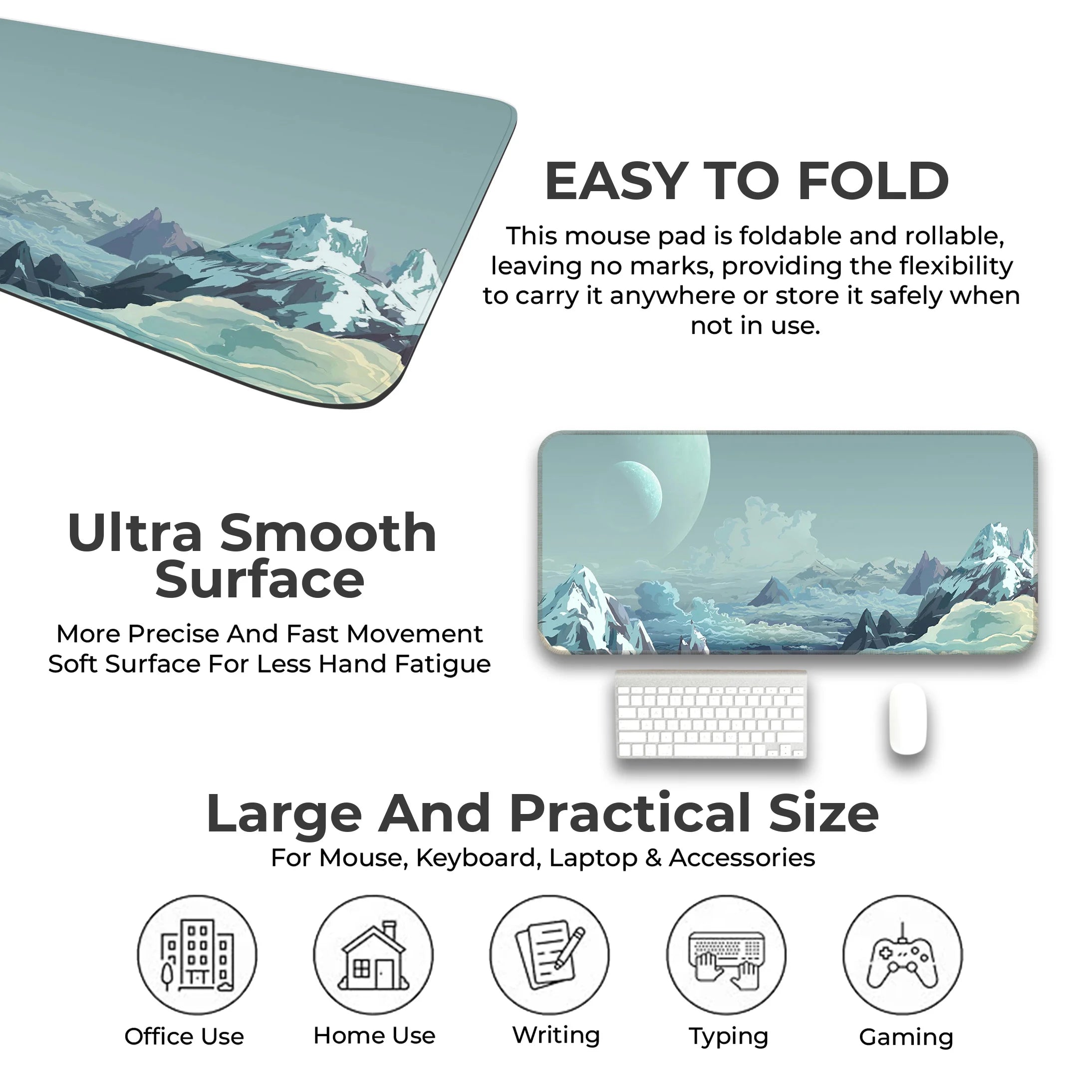 Ice Planet Mat – Frozen Landscape Sci-Fi Gaming Deskmat