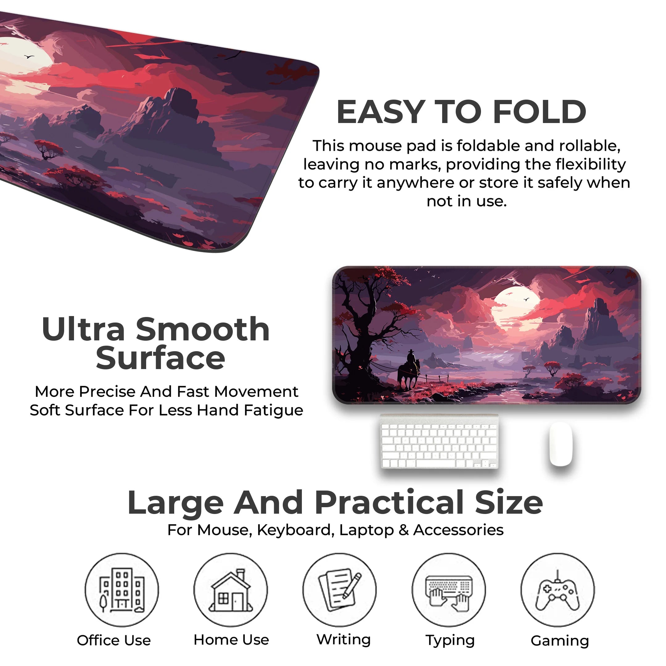 Western Sunset Mat – Cowboy Silhouette Aesthetic Gaming Deskmat