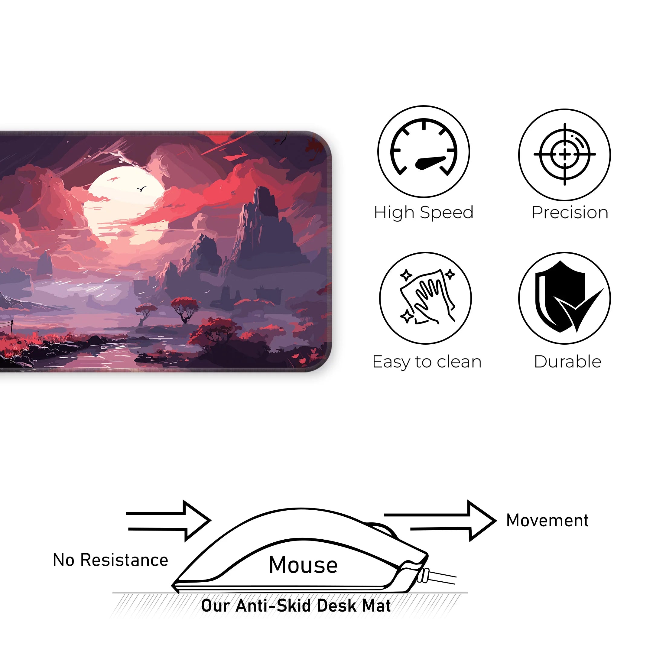 Western Sunset Mat – Cowboy Silhouette Aesthetic Gaming Deskmat