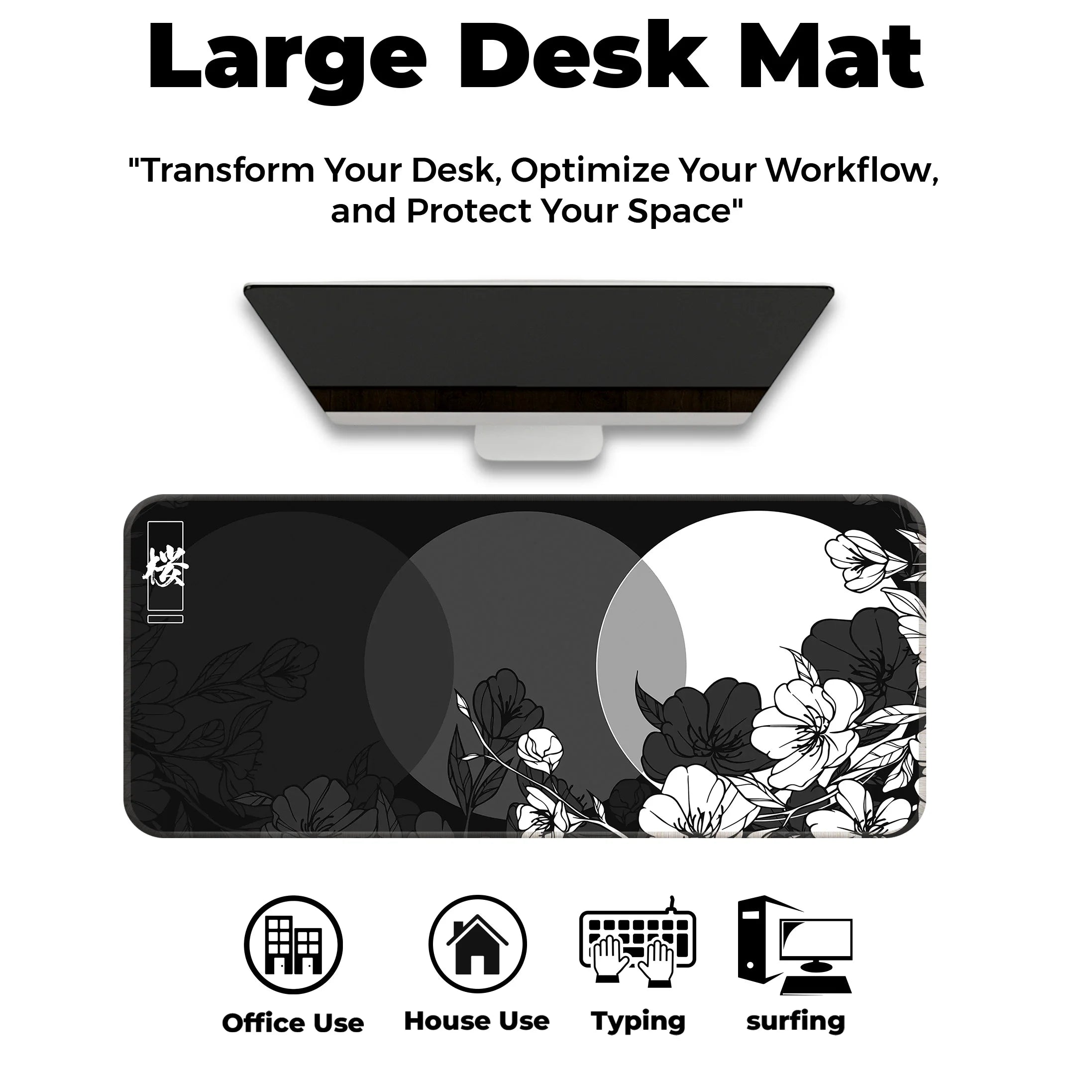 Flower Print Design Desk Mat