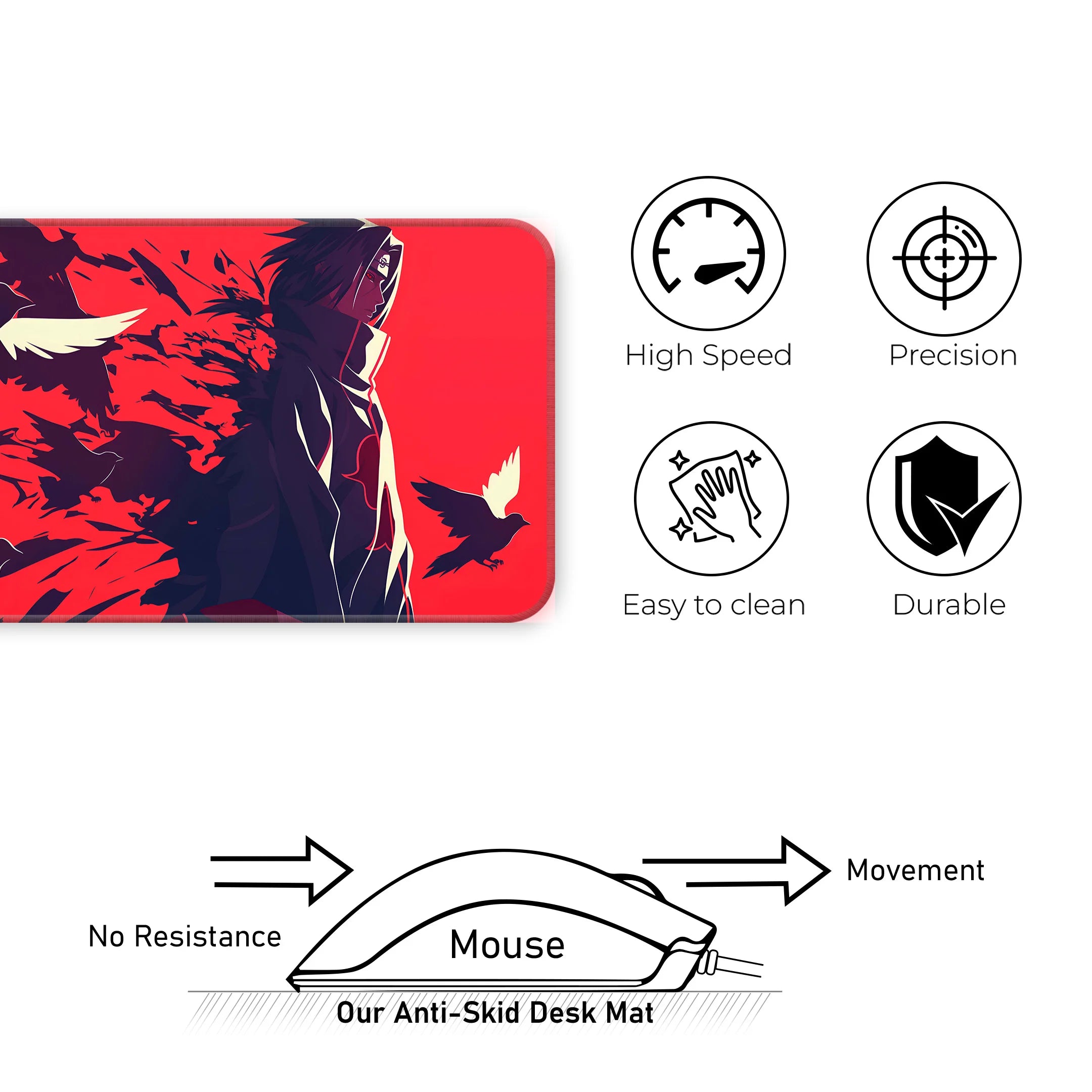 Itachi Uchiha Crow Silhouette Deskmat