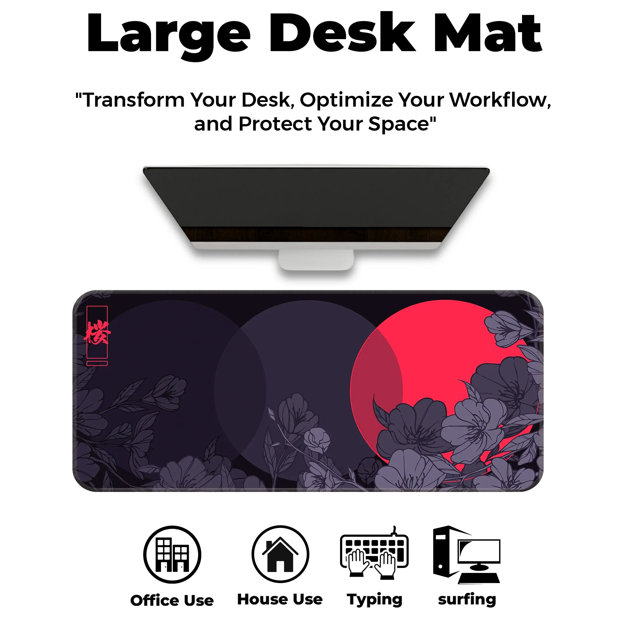 Flower Print Design Desk Mat