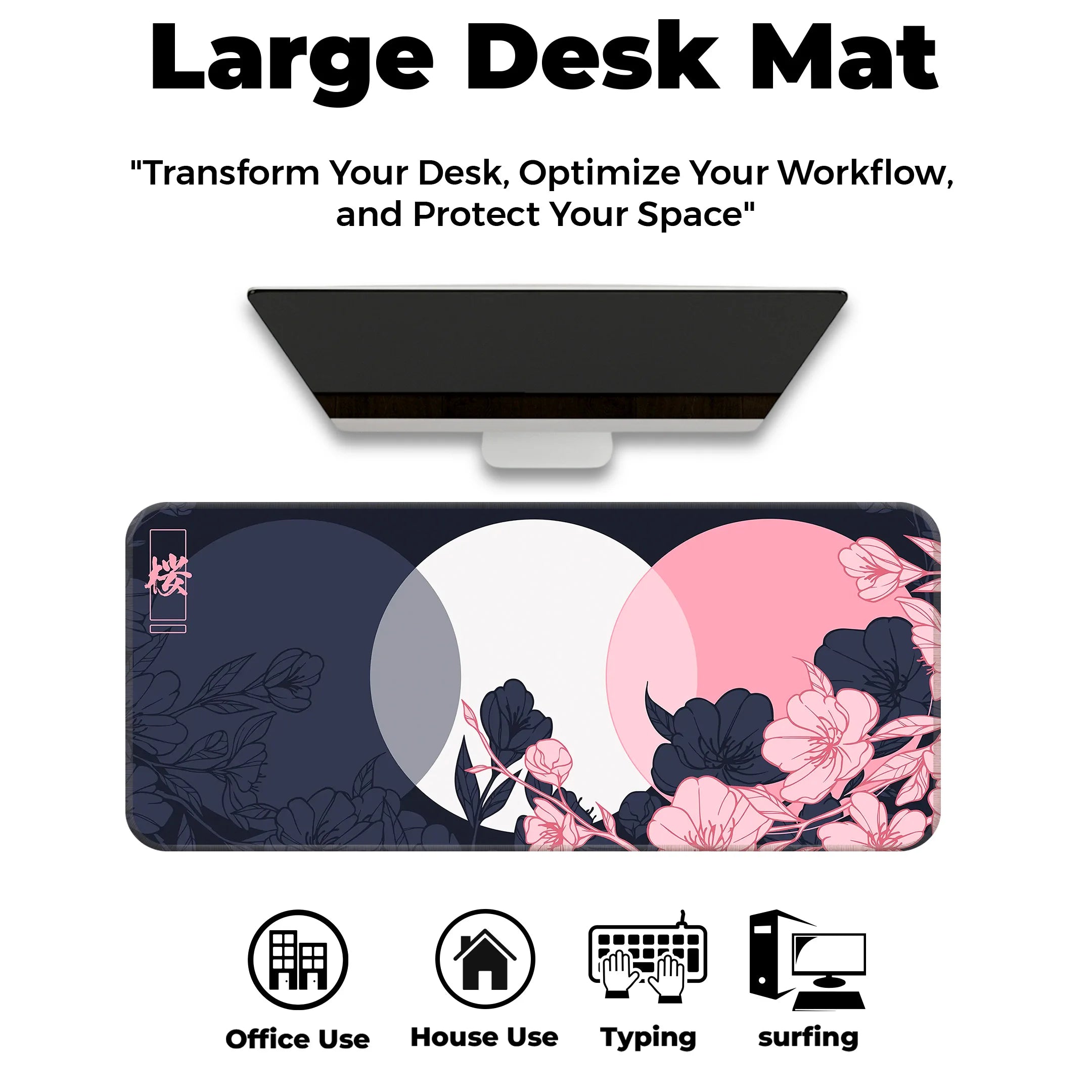 Flower Print Design Desk Mat