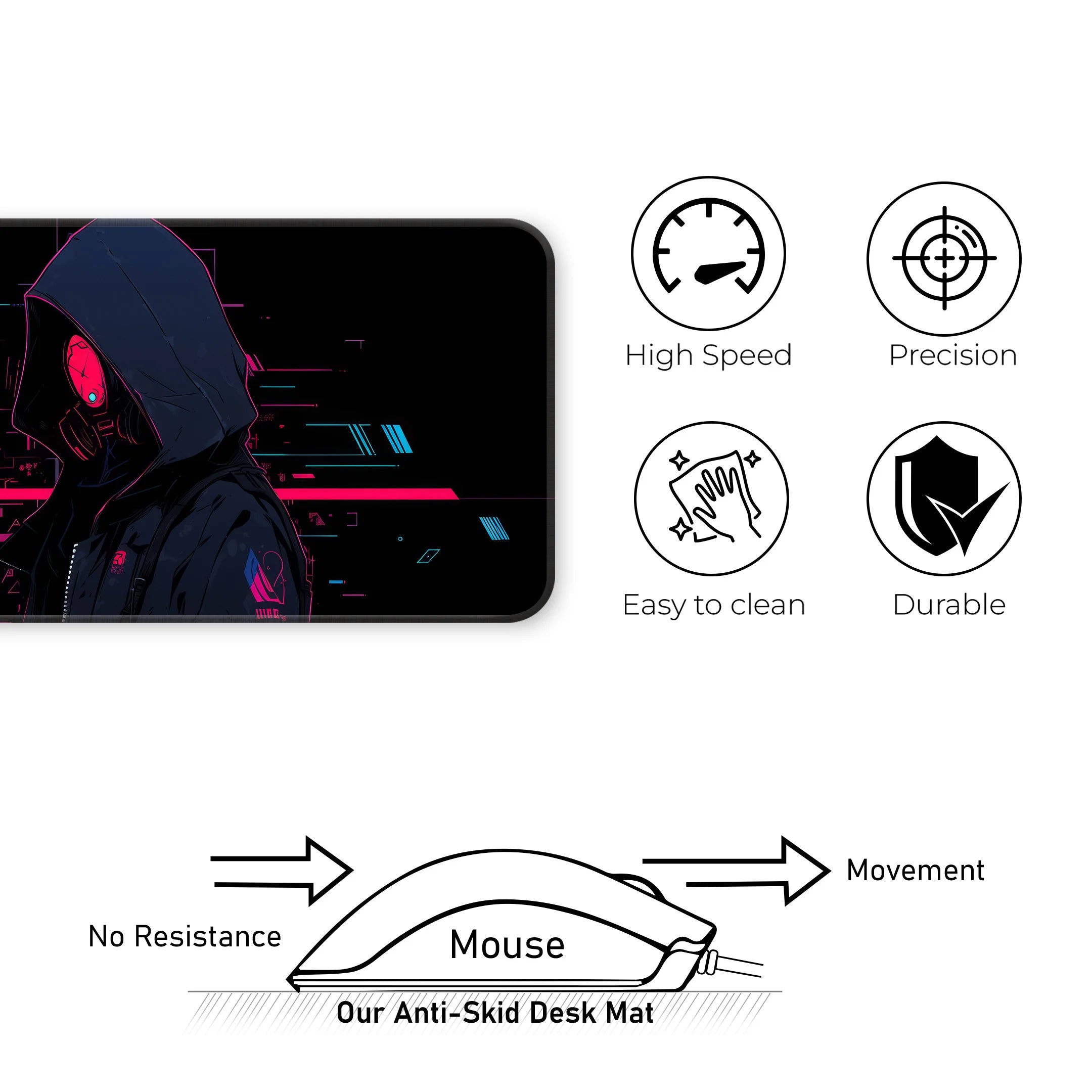 Cyberpunk Hooded Assassin Deskmat