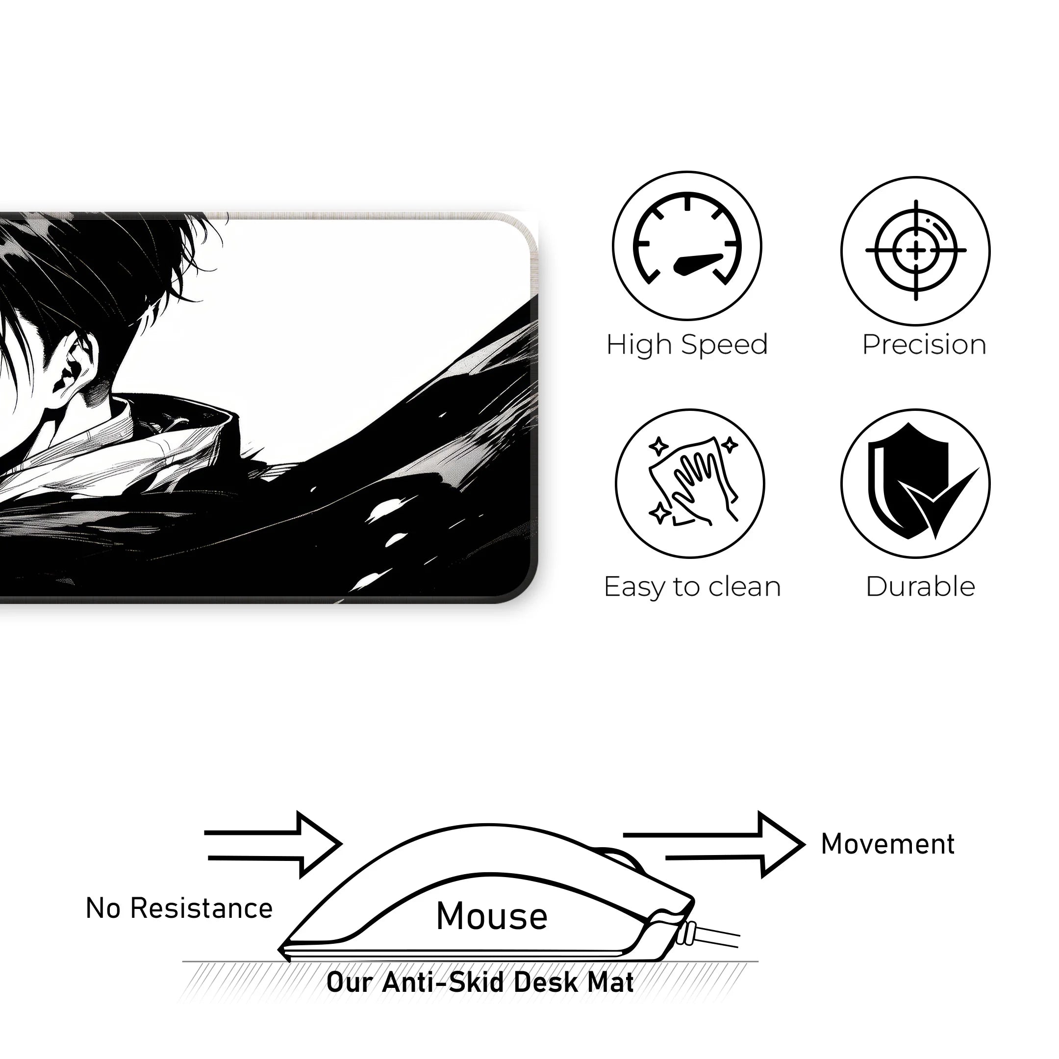 Levi Ackerman Manga Style Deskmat