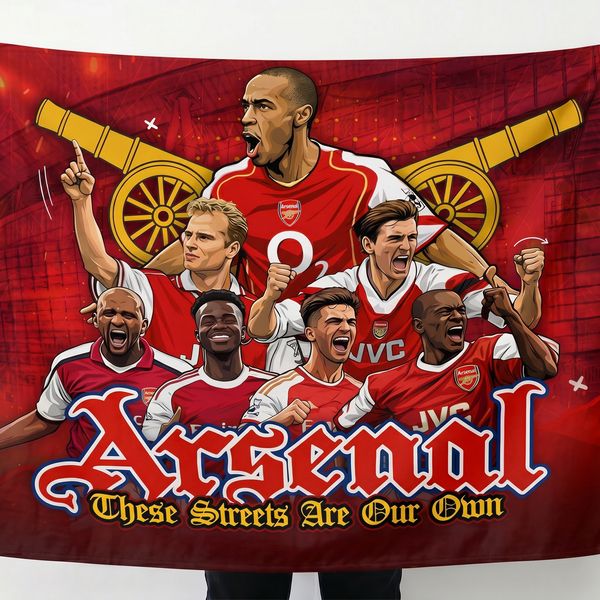 Arsenal Legends Wall Tapestry | Premium Polyester Football Wall Hanging | Soccer Fan Room Decor