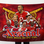 Arsenal Legends Wall Tapestry | Premium Polyester Football Wall Hanging | Soccer Fan Room Decor