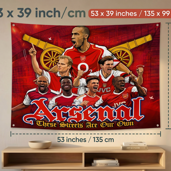 Arsenal Legends Wall Tapestry | Premium Polyester Football Wall Hanging | Soccer Fan Room Decor