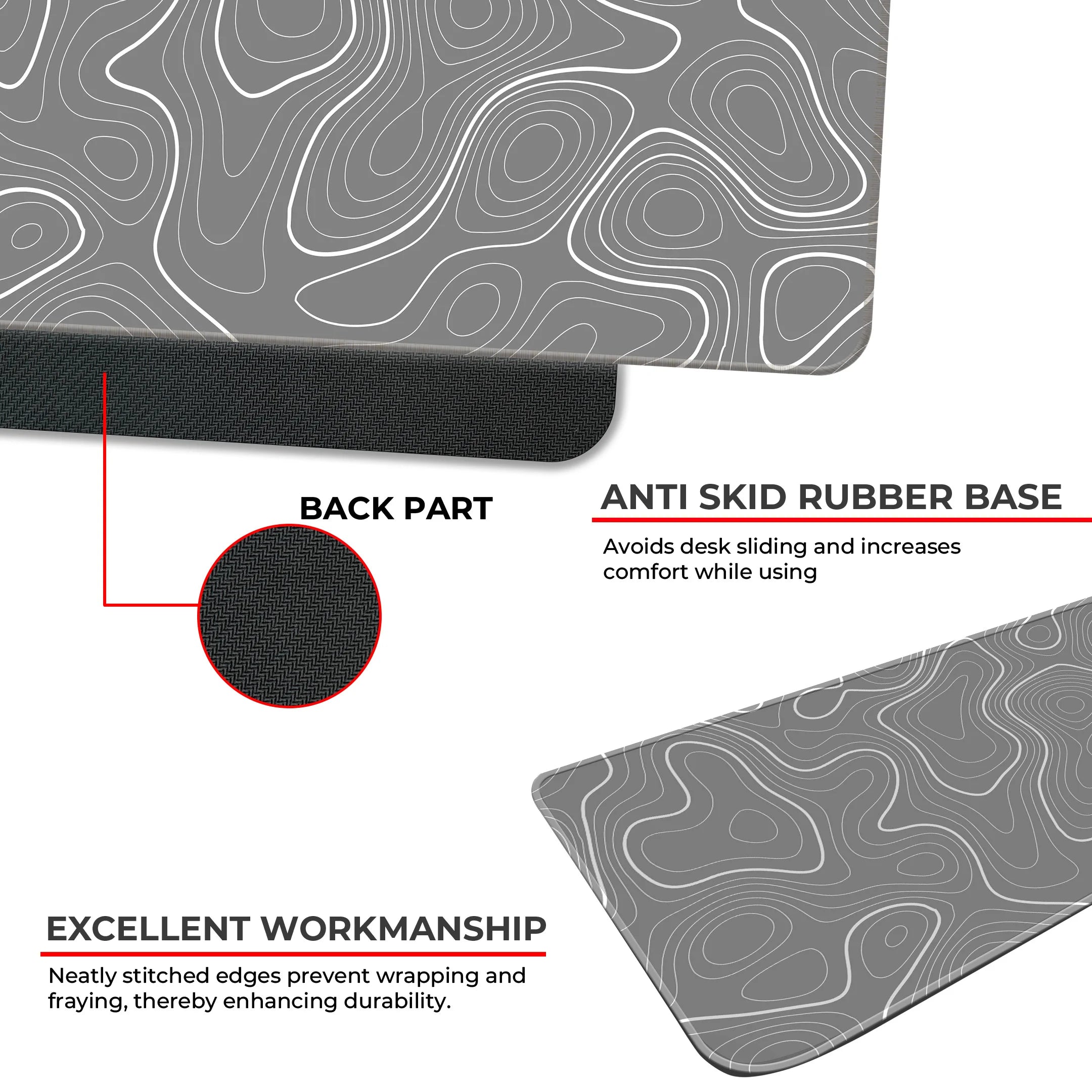 Minimalist Topographic Pattern Deskmat