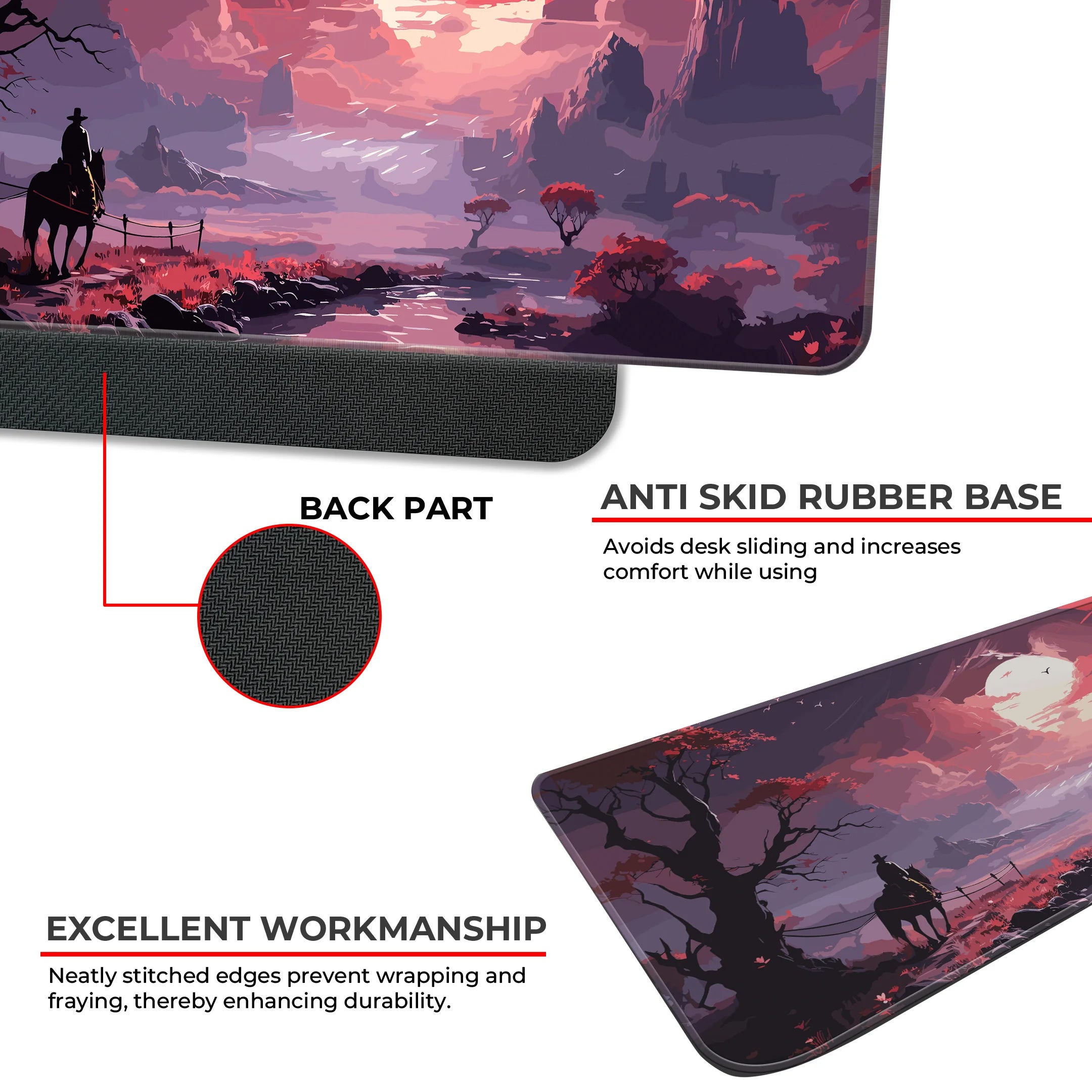 Western Sunset Mat – Cowboy Silhouette Aesthetic Gaming Deskmat