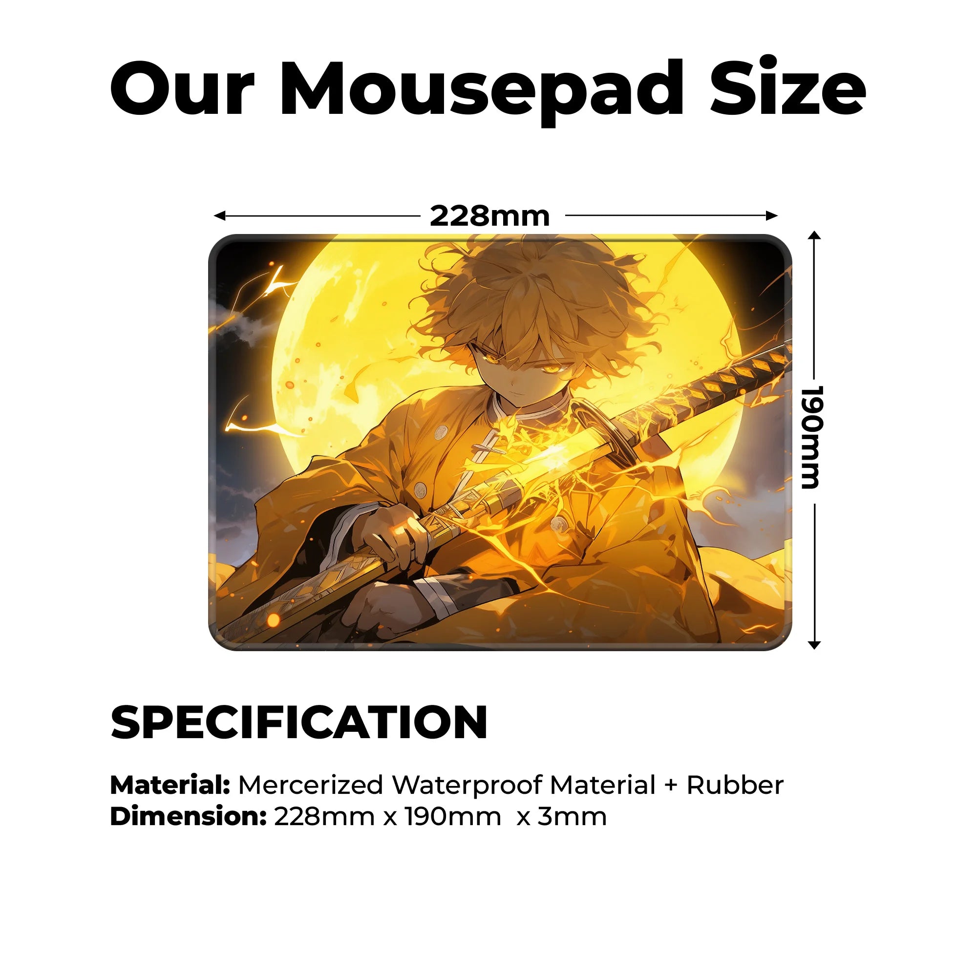 Zenitsu Agatsuma Lightning Blade – Demon Slayer Anime Gaming Mousepad