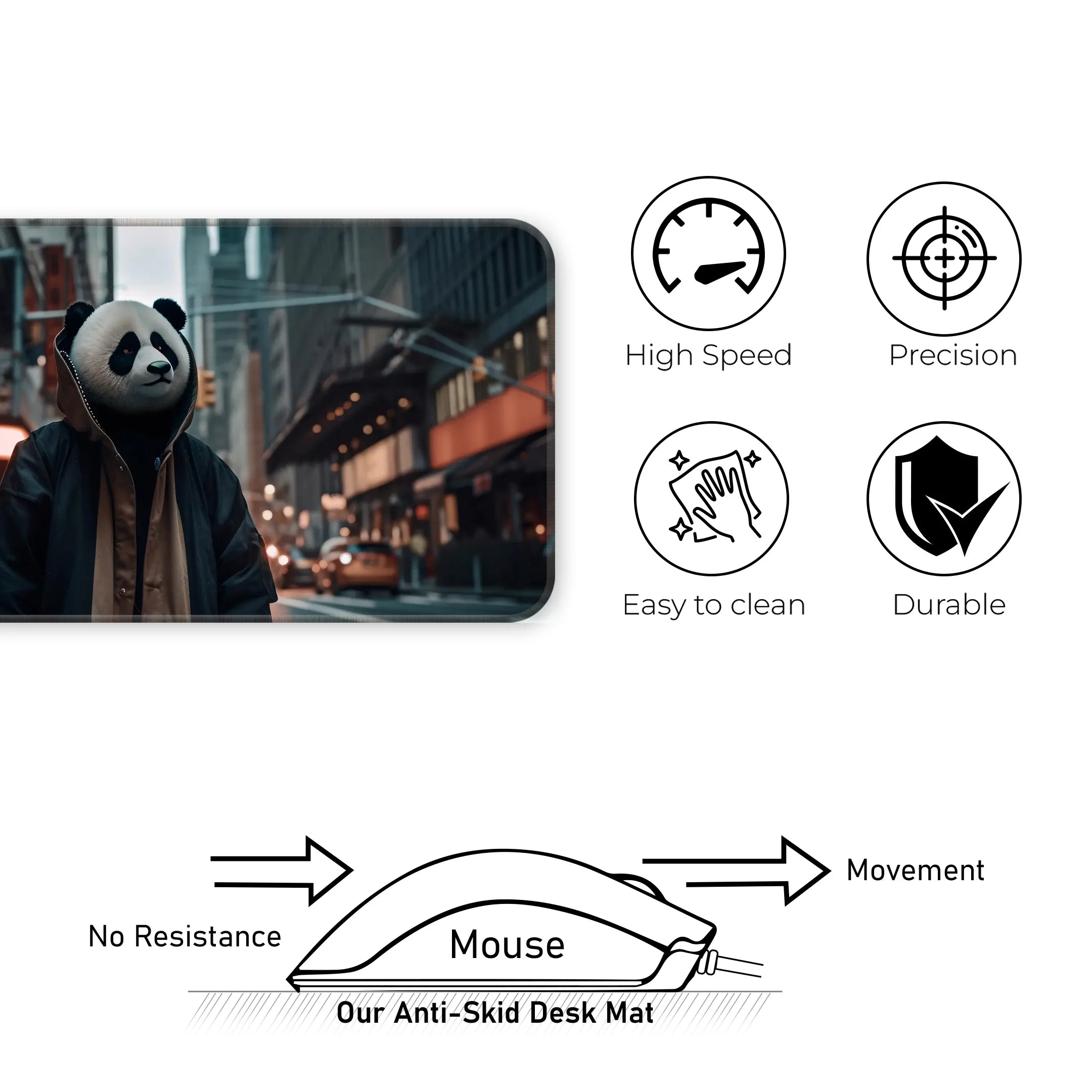 Panda in the hood Deskmat