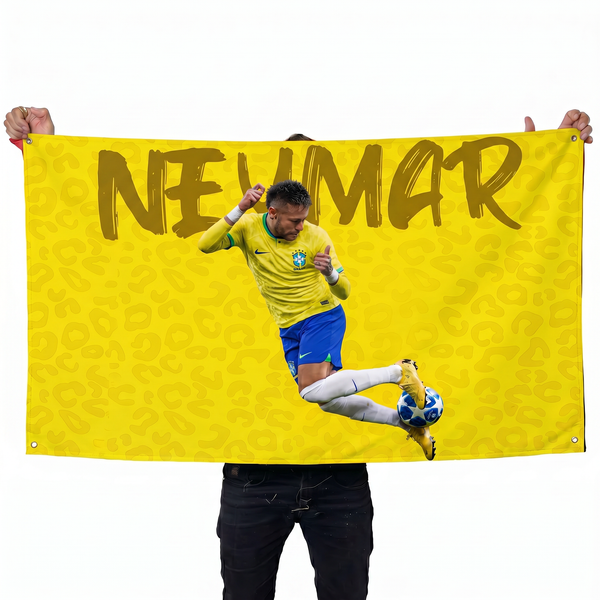 Neymar Brazil Football Wall Tapestry | Premium Polyester Soccer Wall Hanging | Sports Room Decor