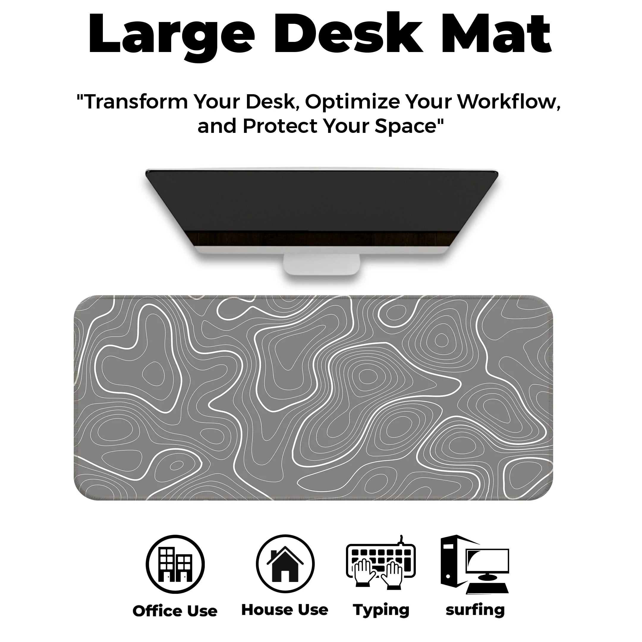 Minimalist Topographic Pattern Deskmat