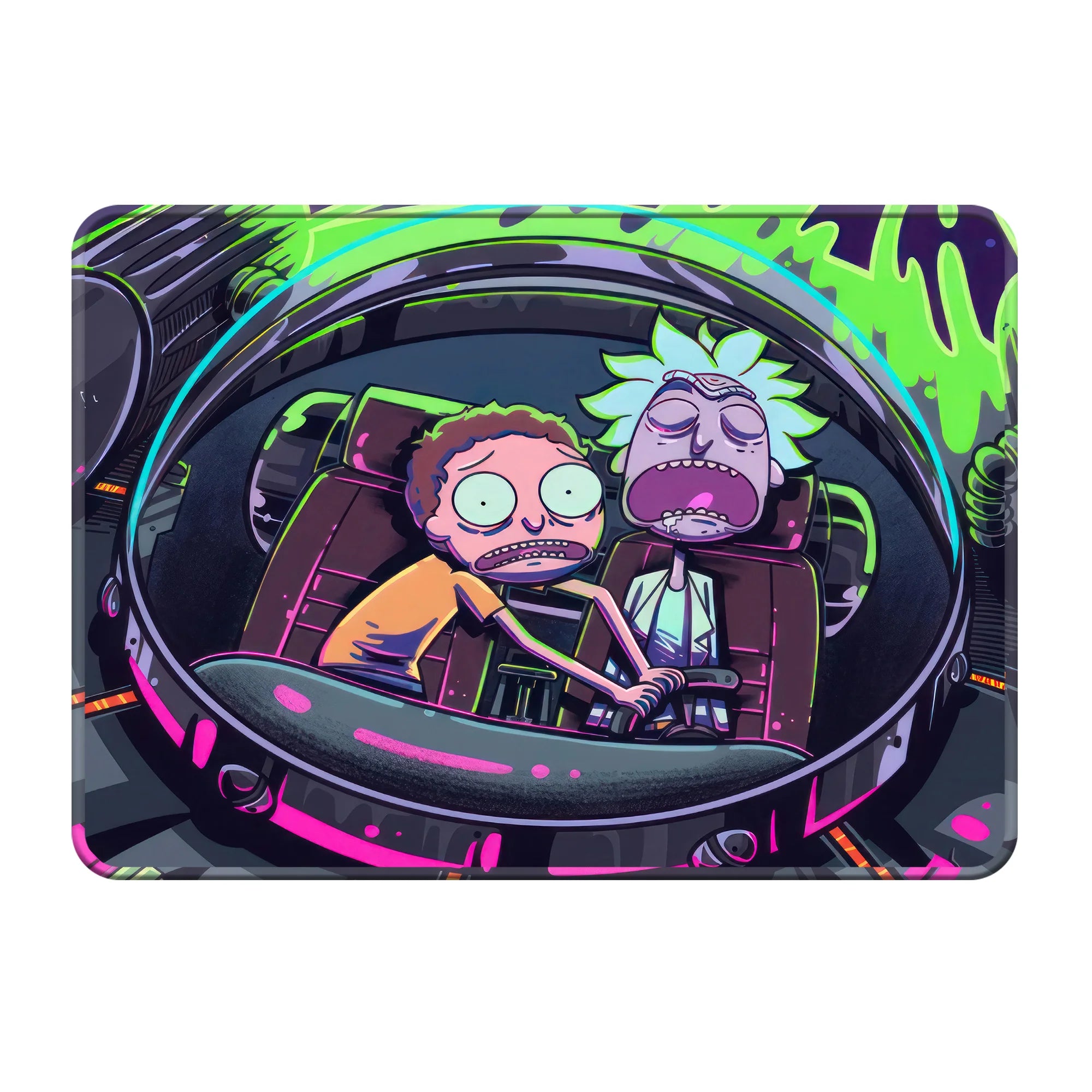 Rick & Morty Neon Sci-Fi Adventure – High-Quality Gaming Mousepad