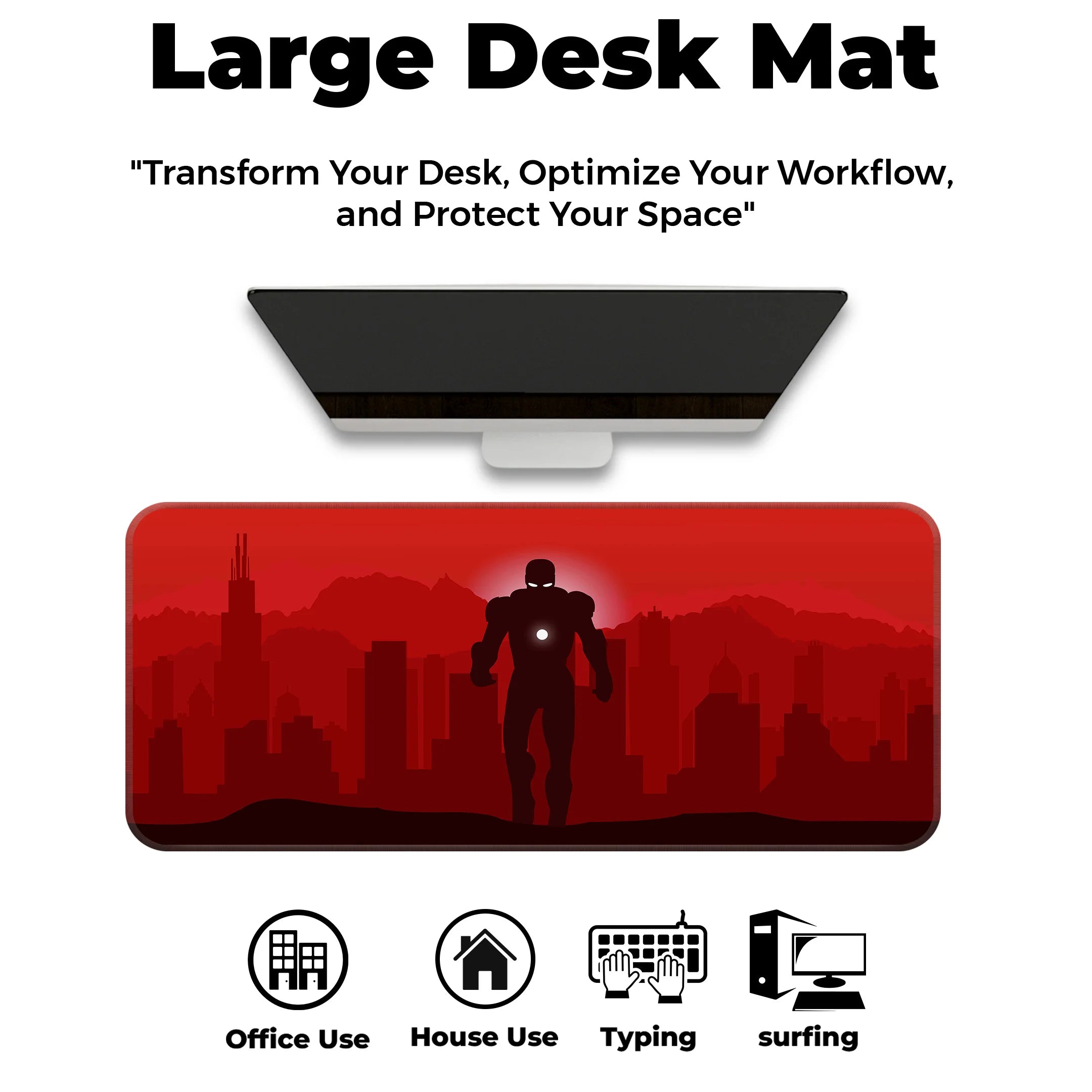 Iron Hero Minimalist Red  Deskmat